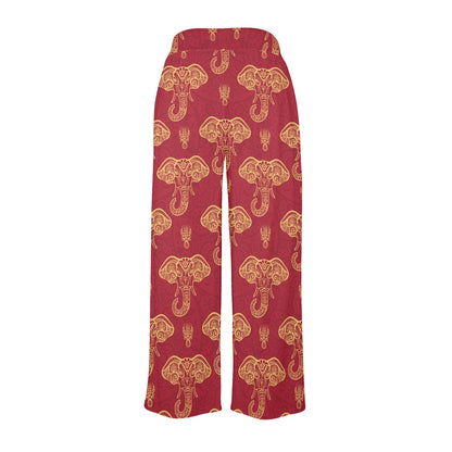 elephant boho style Design Print Pattern JJ0190 Women's Wide Leg Lounge Pants