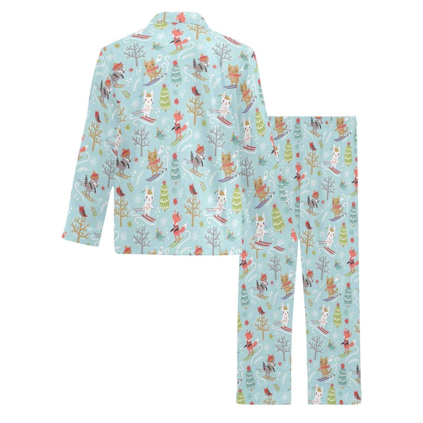 Ski Fox Cute Print Design LKS303 Men's Long Pajama Set