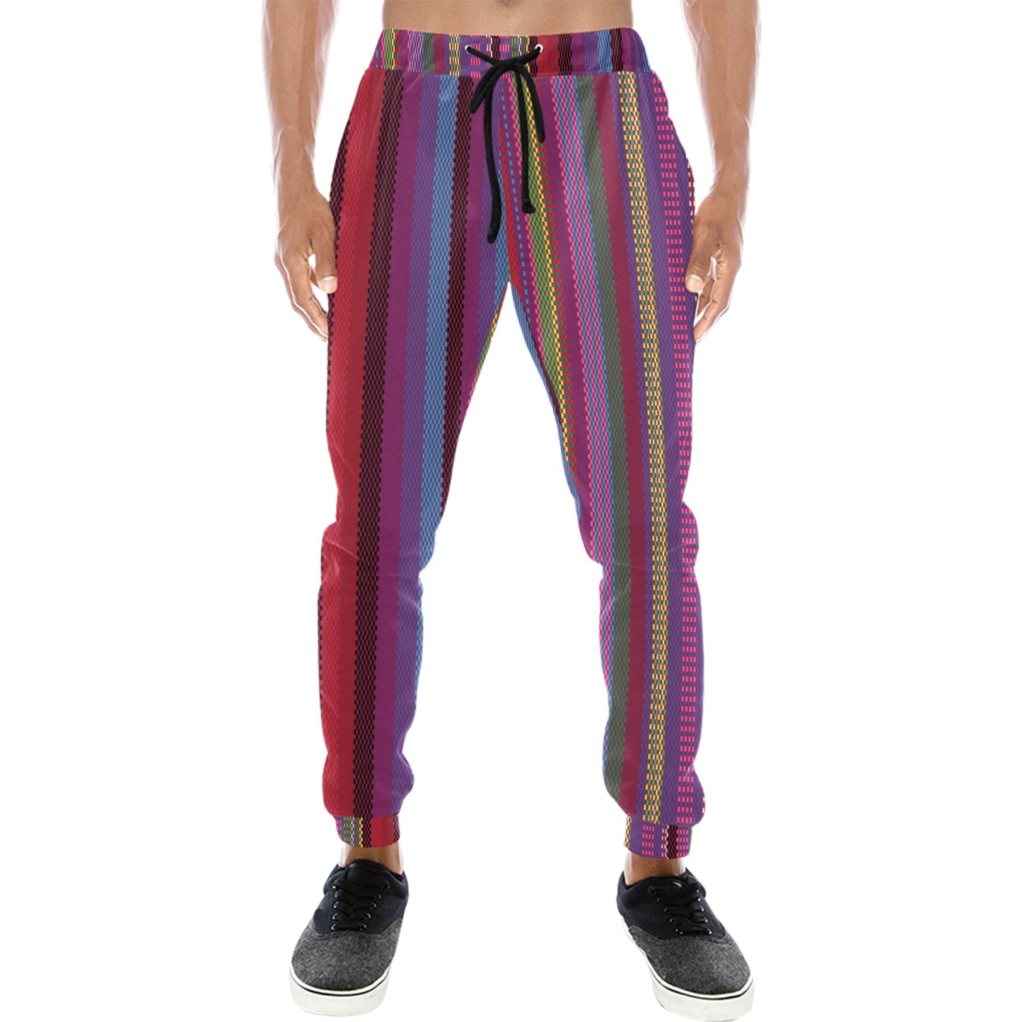 Serape Stripe Print Men's Sweatpants