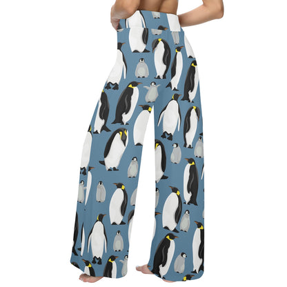 Penguin Pattern Print Design A03 Women's Wide Leg Lounge Pants