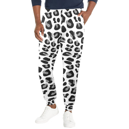 Snow Leopard Skin Print Men's Casual Track Pants