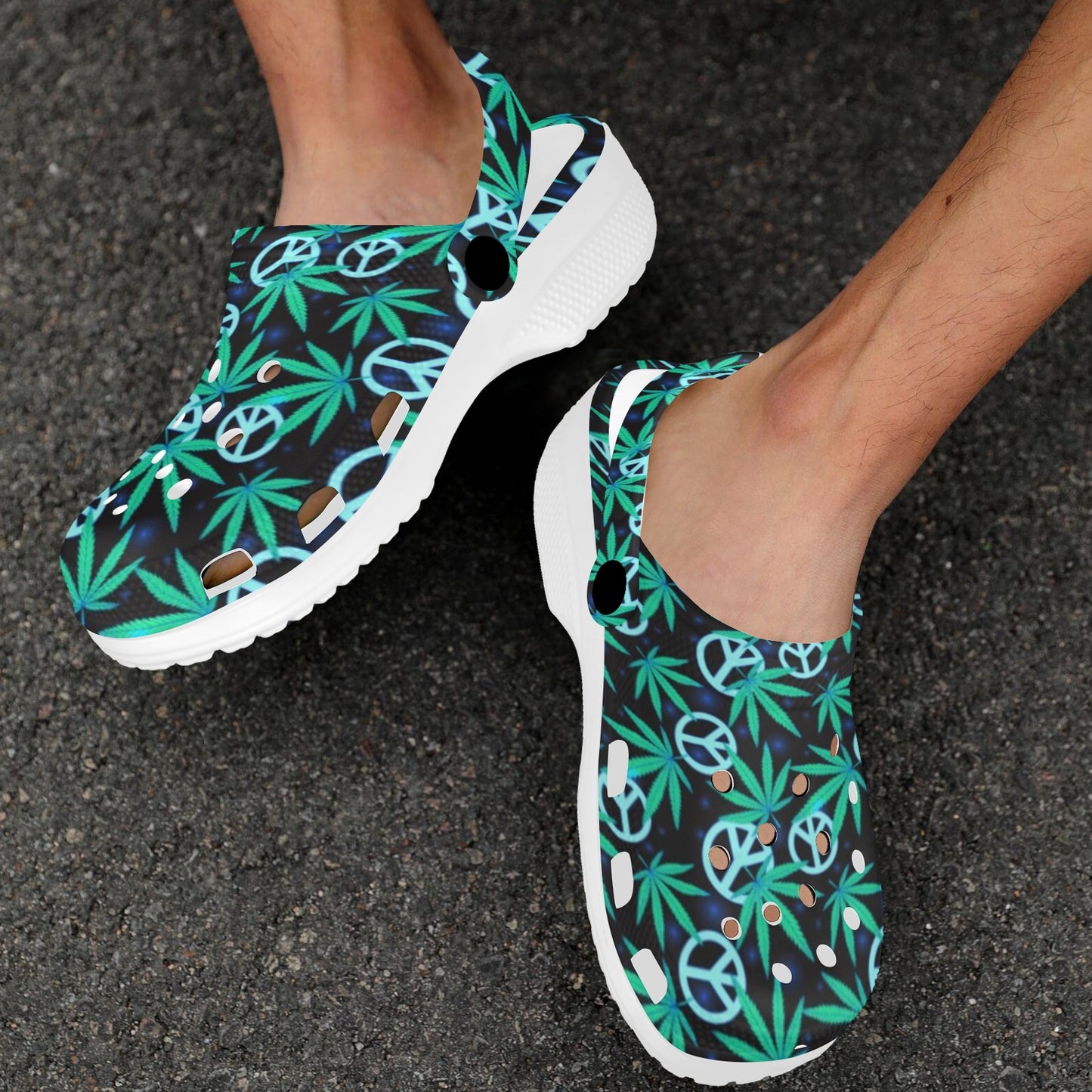 Peace Sign Themed Design Print Unisex Clogs Shoes