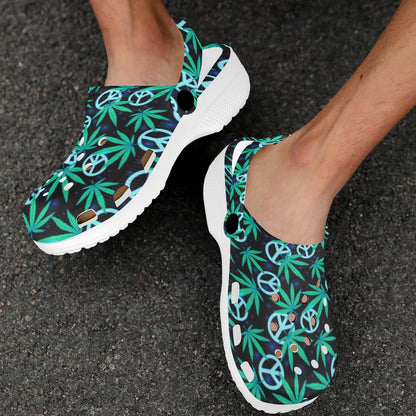 Peace Sign Themed Design Print Unisex Clogs Shoes