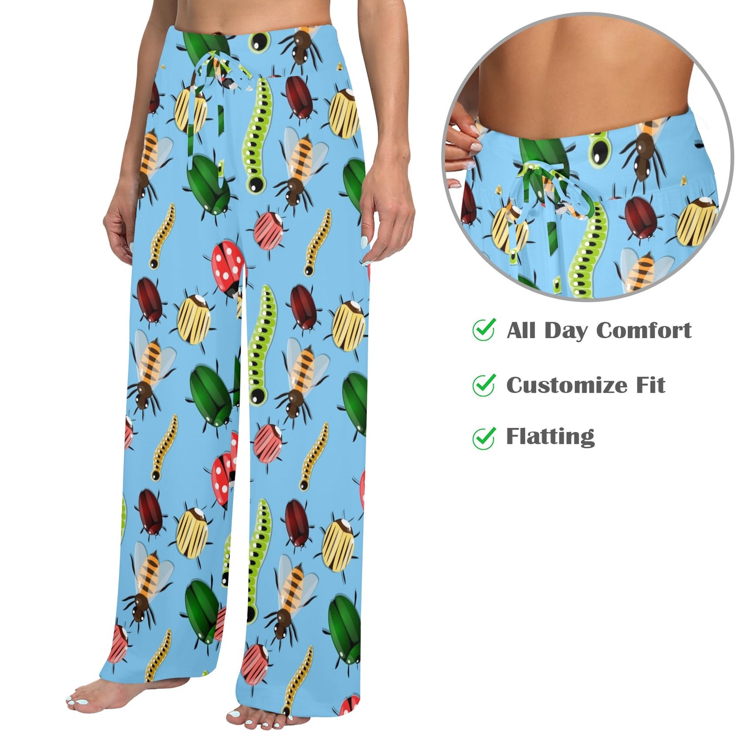 Bugs Design Print Pattern JJ017 Women's Wide Leg Lounge Pants