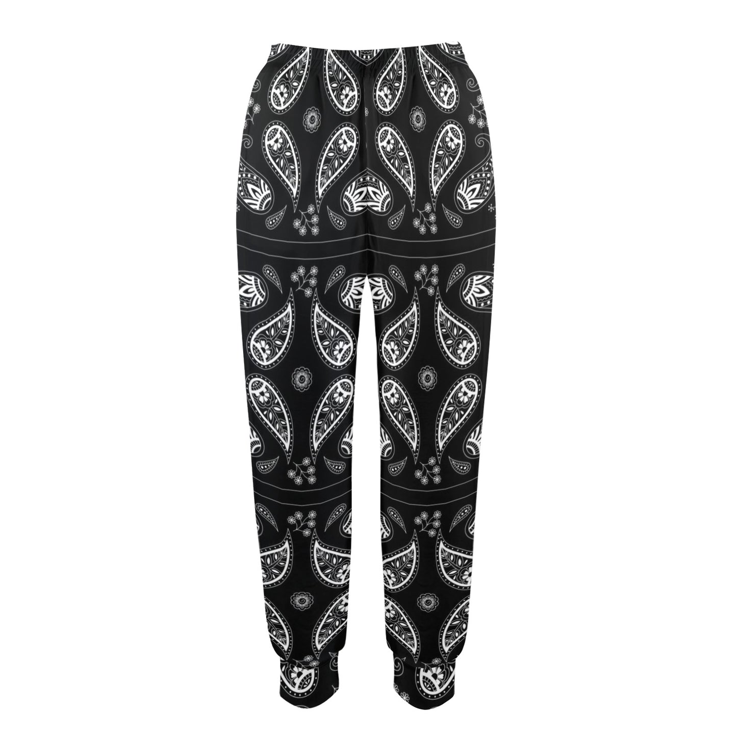 Bandana Paisley Black Print Design LKS308 Women's Casual Track Pants