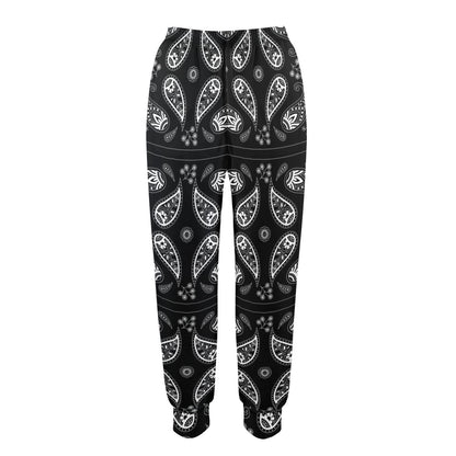 Bandana Paisley Black Print Design LKS308 Women's Casual Track Pants