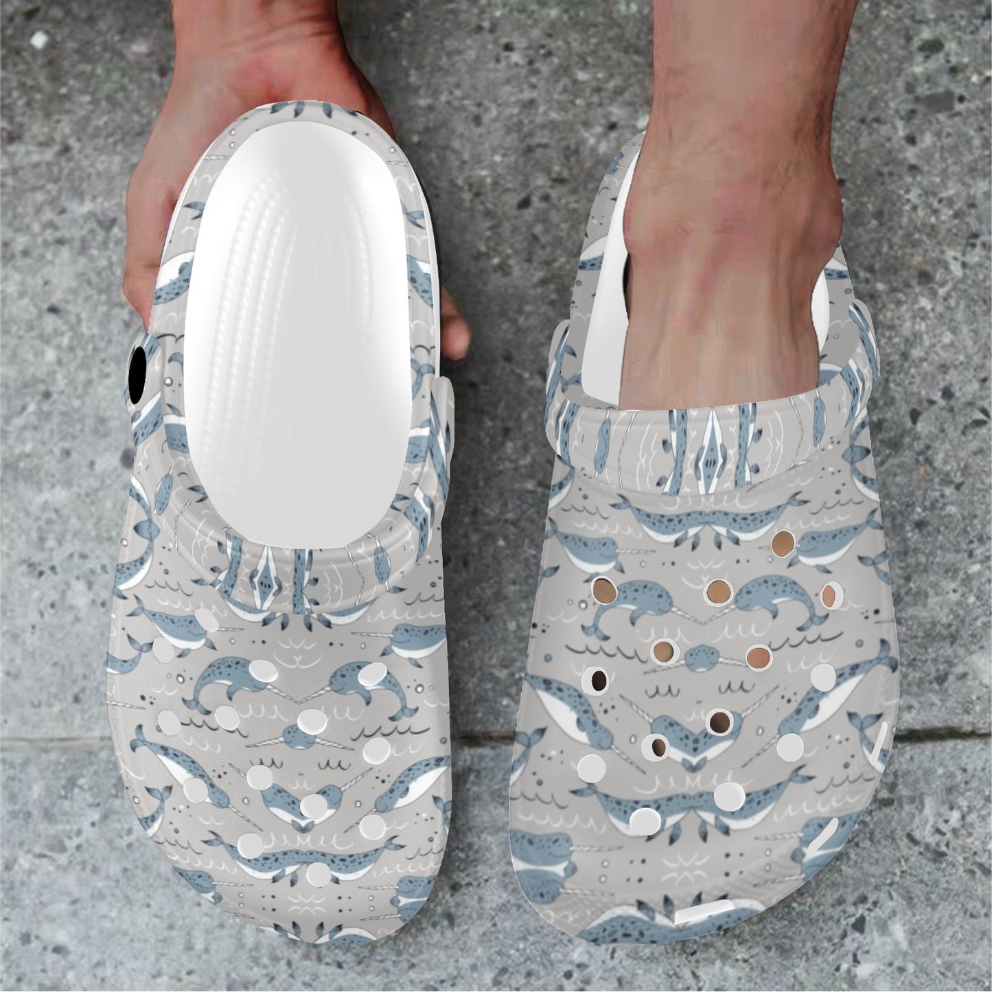 Narwhal Pattern Print Unisex Clogs Shoes