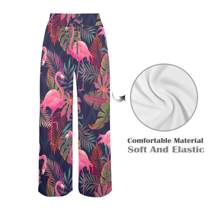 Flamingo Tropical Pattern Women's Wide Leg Lounge Pants