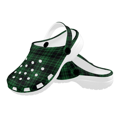 Green Tartan Plaid Pattern Unisex Clogs Shoes
