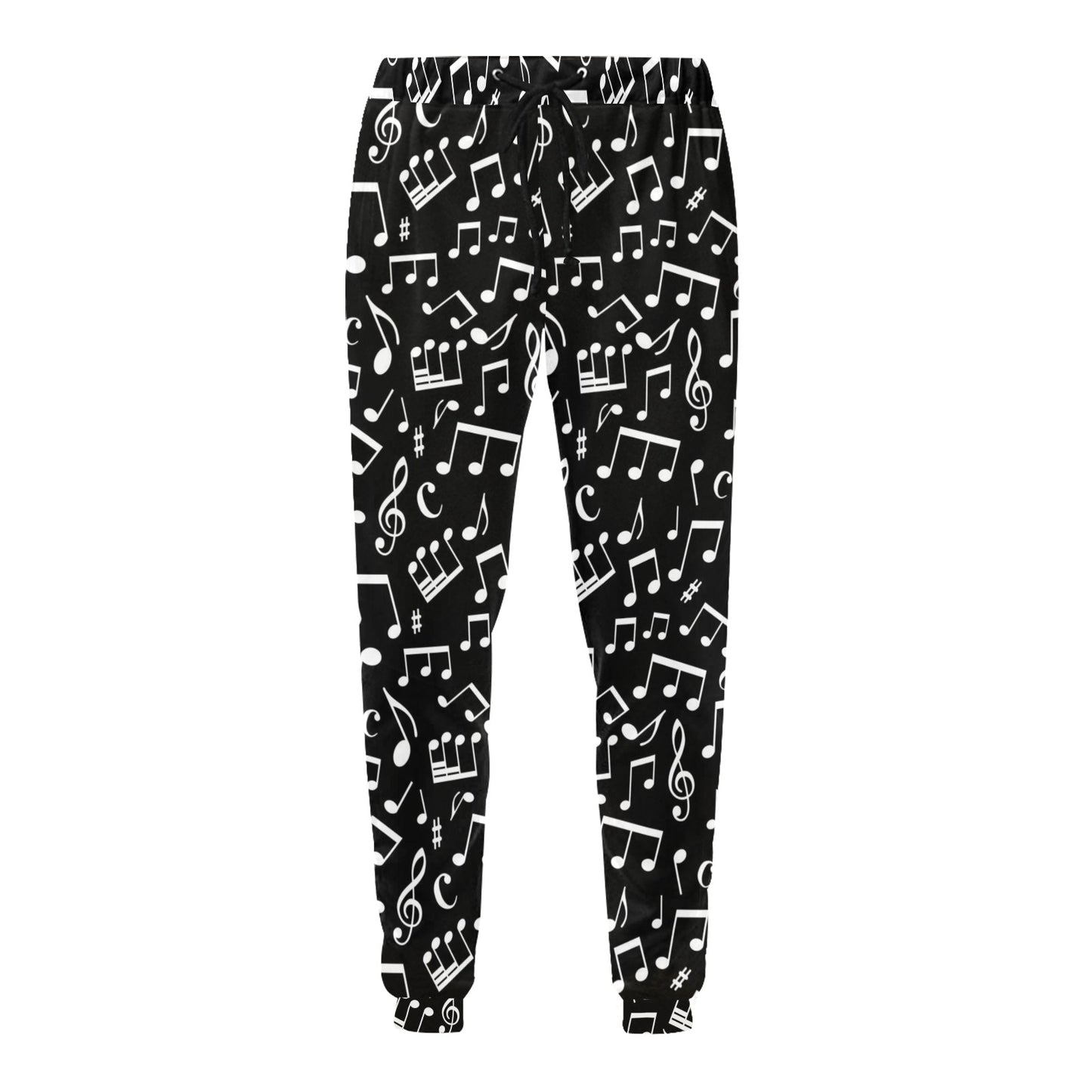 Music Note Black white Themed Print Men's Sweatpants