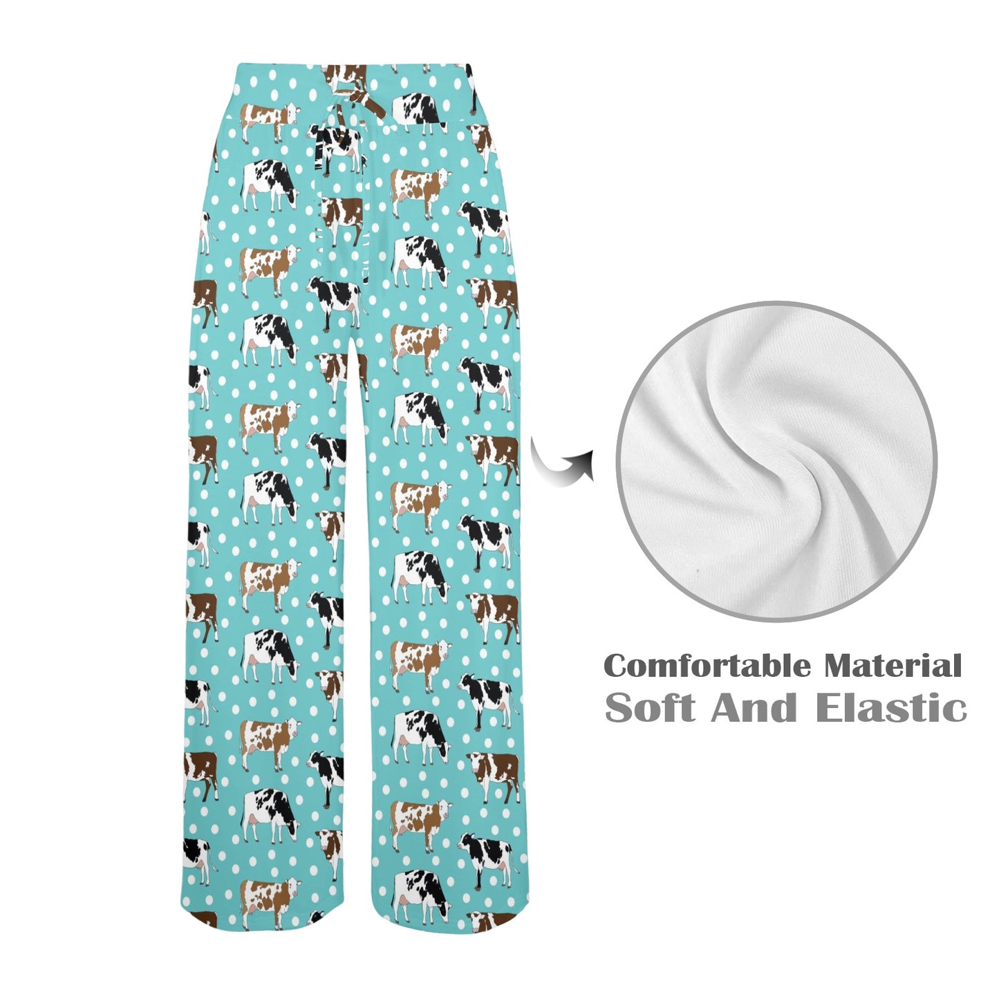 Cattle Print Design LKS405 Women's Wide Leg Lounge Pants