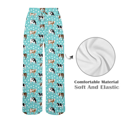 Cattle Print Design LKS405 Women's Wide Leg Lounge Pants