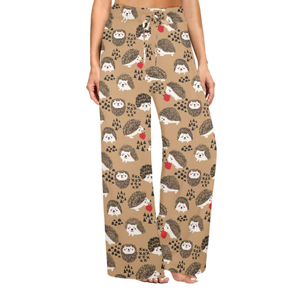 Hedgehog Print Design LKS403 Women's Wide Leg Lounge Pants