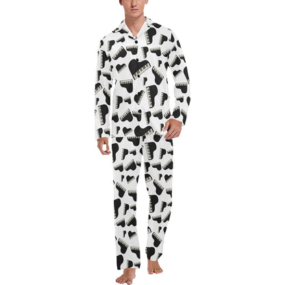 Piano Print Design LKS405 Men's Long Pajama Set