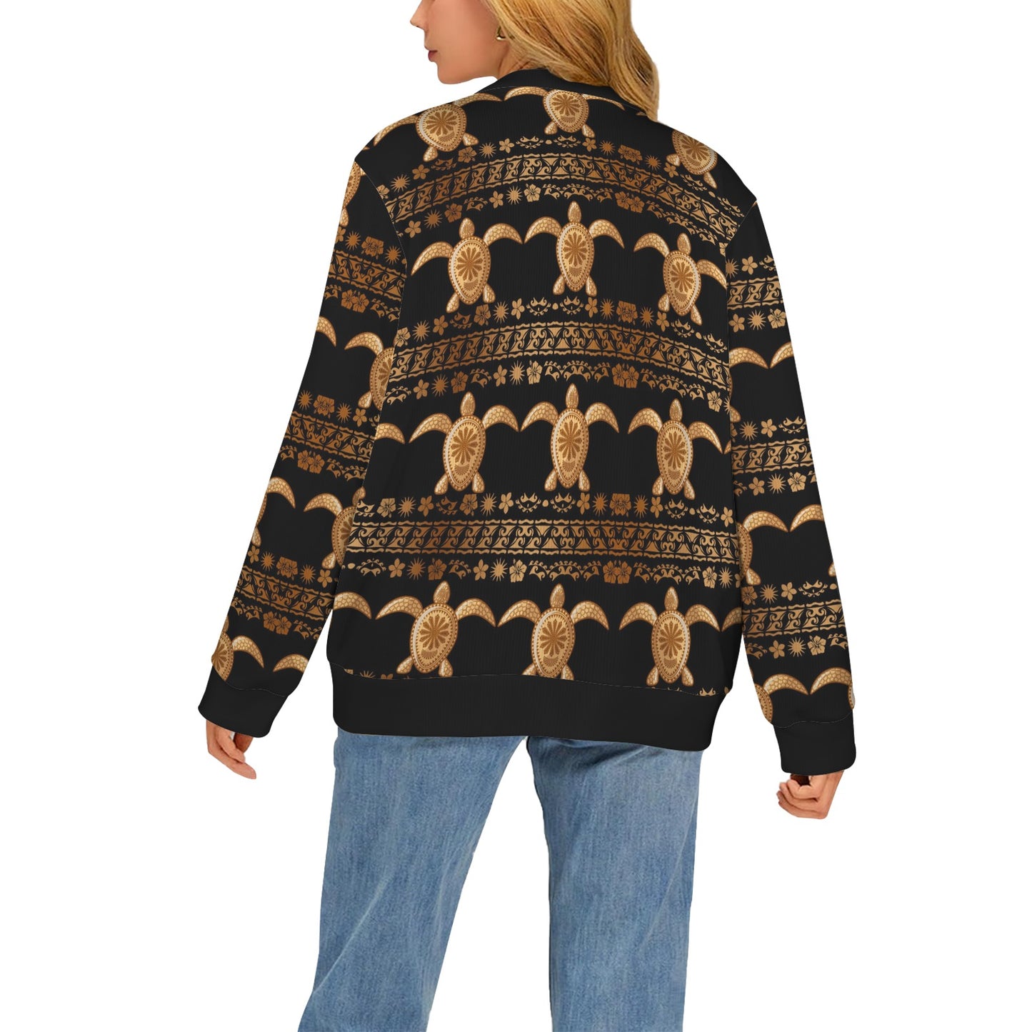 Tribal Sea turtle Polynesian Hawaiian Women's Cardigan