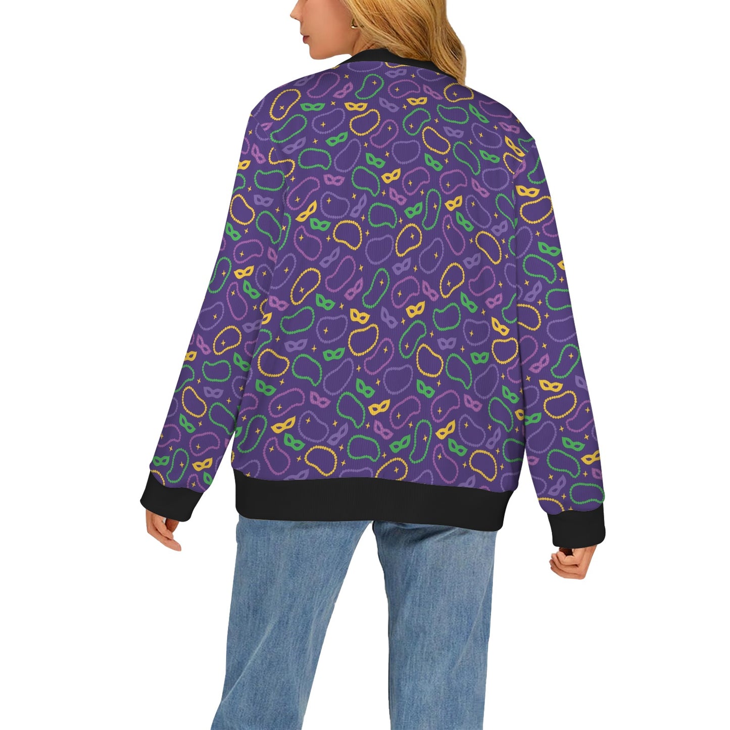 Mardi Gras Pattern Print Design 04 Women's Cardigan