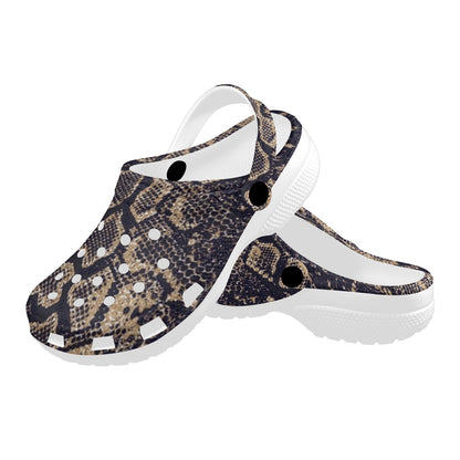 Snake Skin Pattern Print Unisex Clogs Shoes