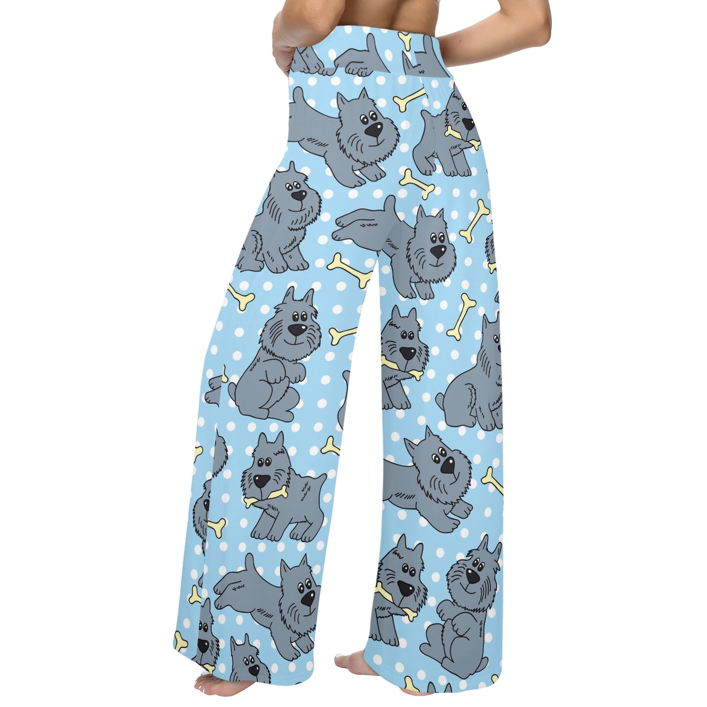 Schnauzers Pattern Print Design A02 Women's Wide Leg Lounge Pants