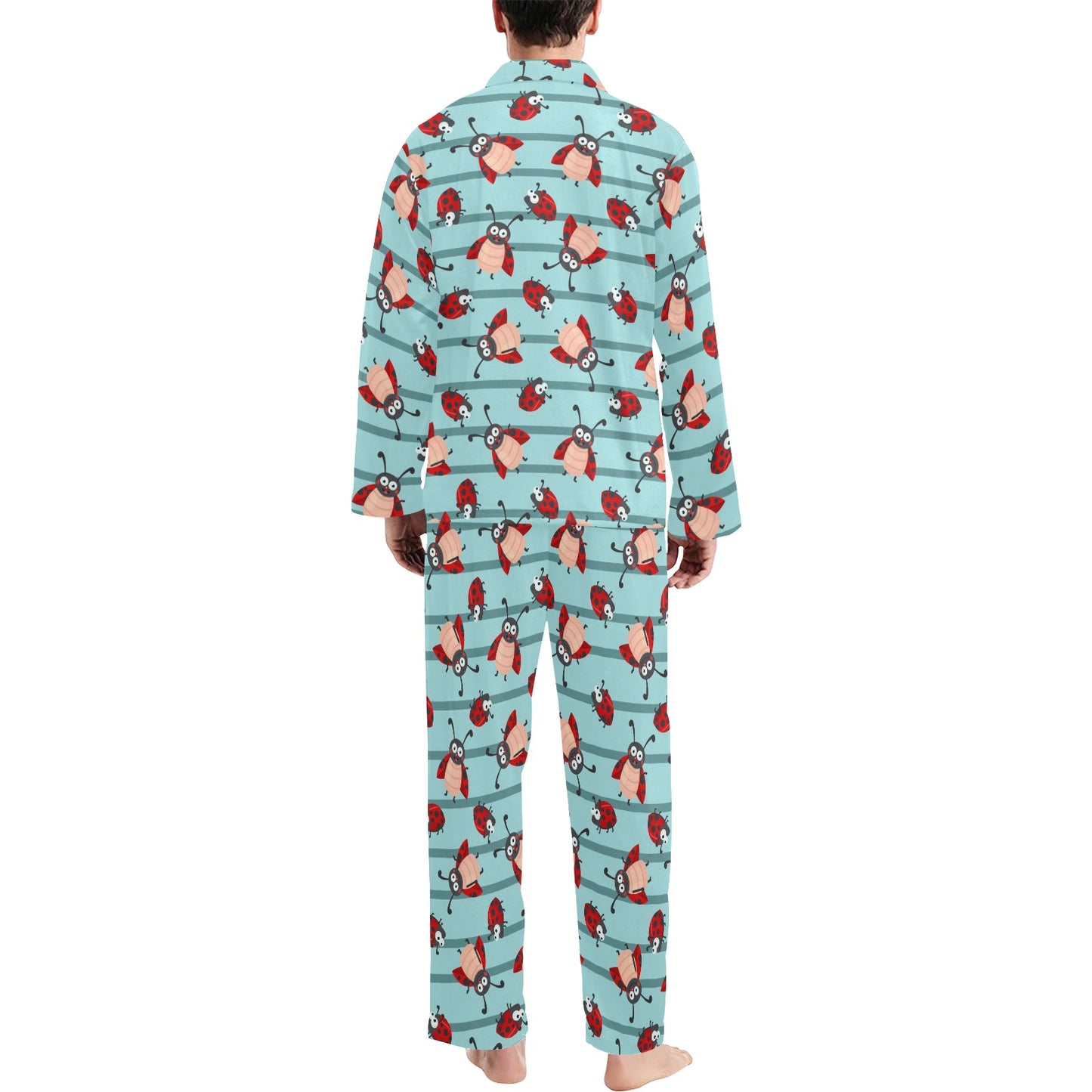 Ladybug Happy Print Pattern Men's Long Pajama Set