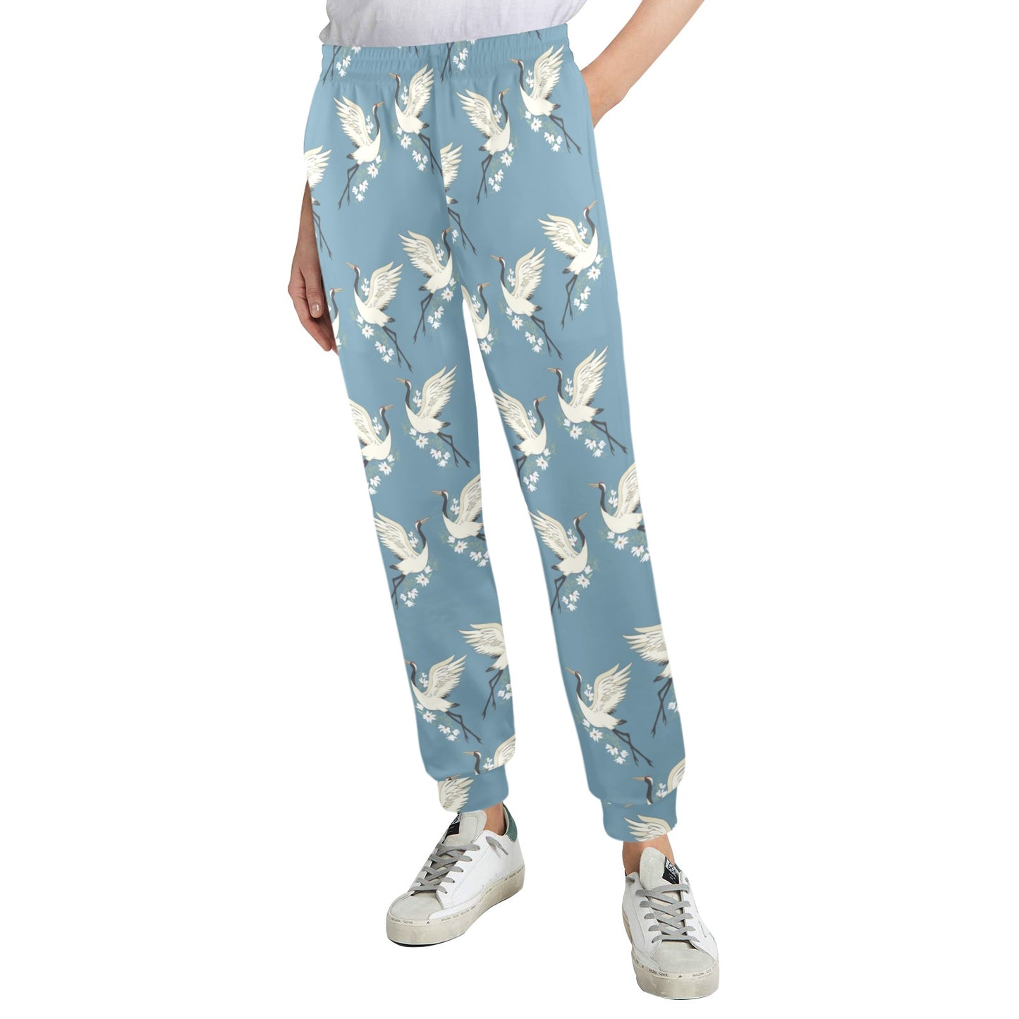 Crane Pattern Print Design 05 Women's Casual Track Pants