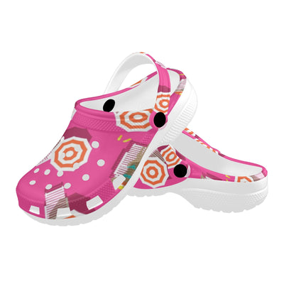 Beach Top View Umbrella Theme Unisex Clogs Shoes