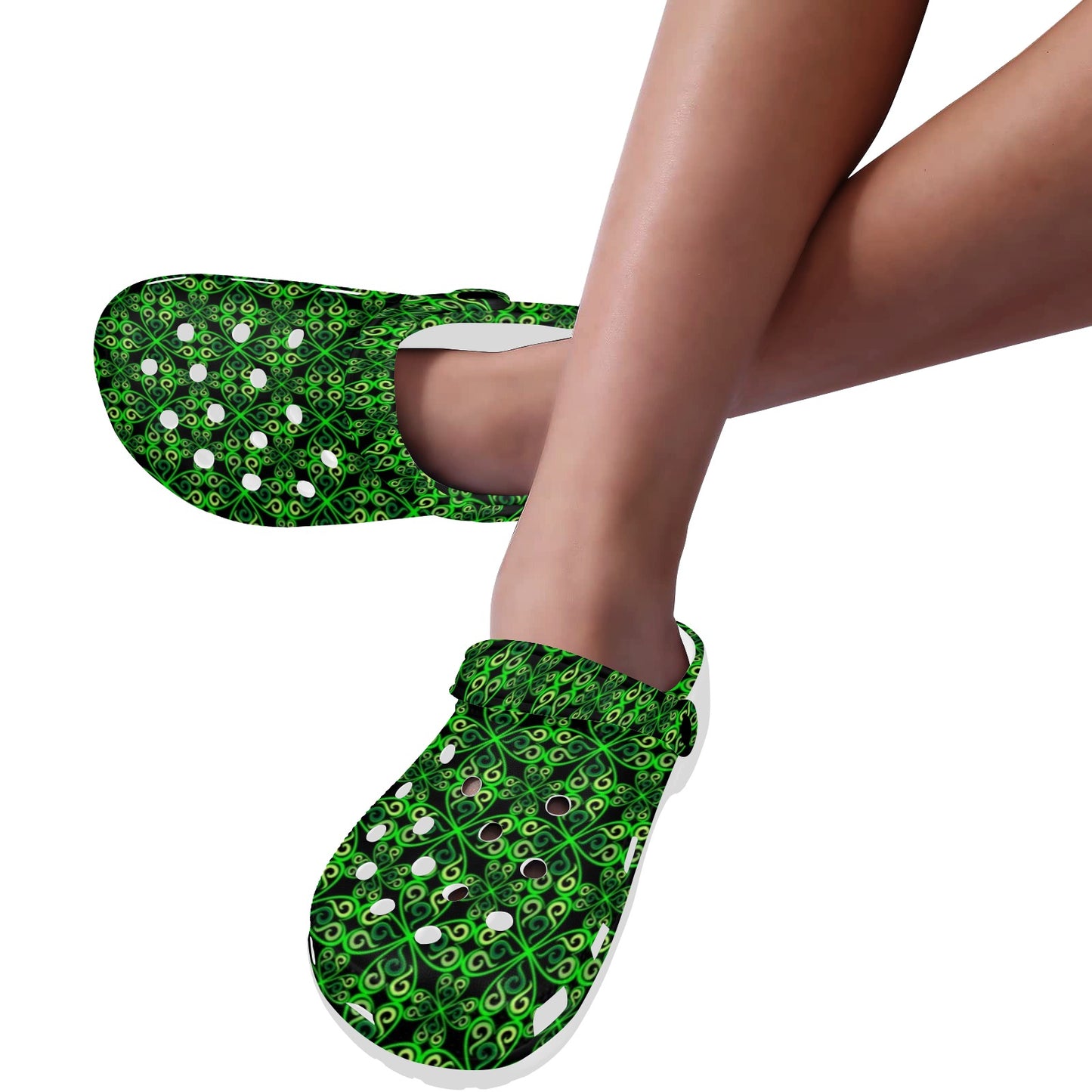 Celtic Green Neon Design Unisex Clogs Shoes