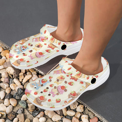 Cupcakes Strawberry Cherry Print Unisex Clogs Shoes