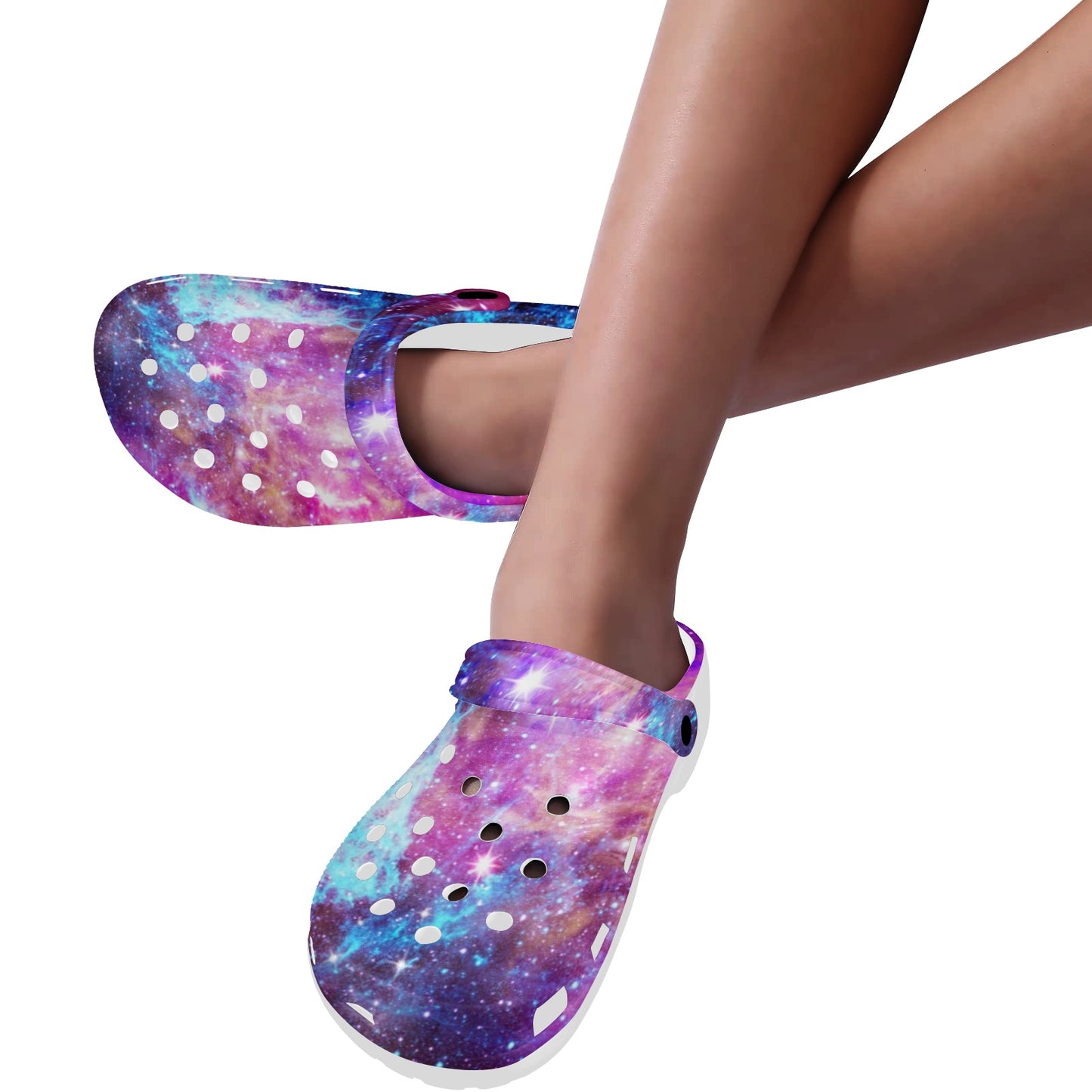 Galaxy Night Purple Space Print Unisex Clogs Shoes