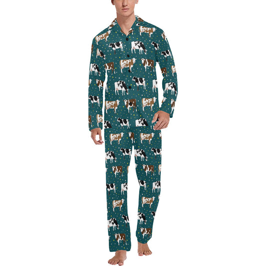 Cattle Print Design LKS404 Men's Long Pajama Set