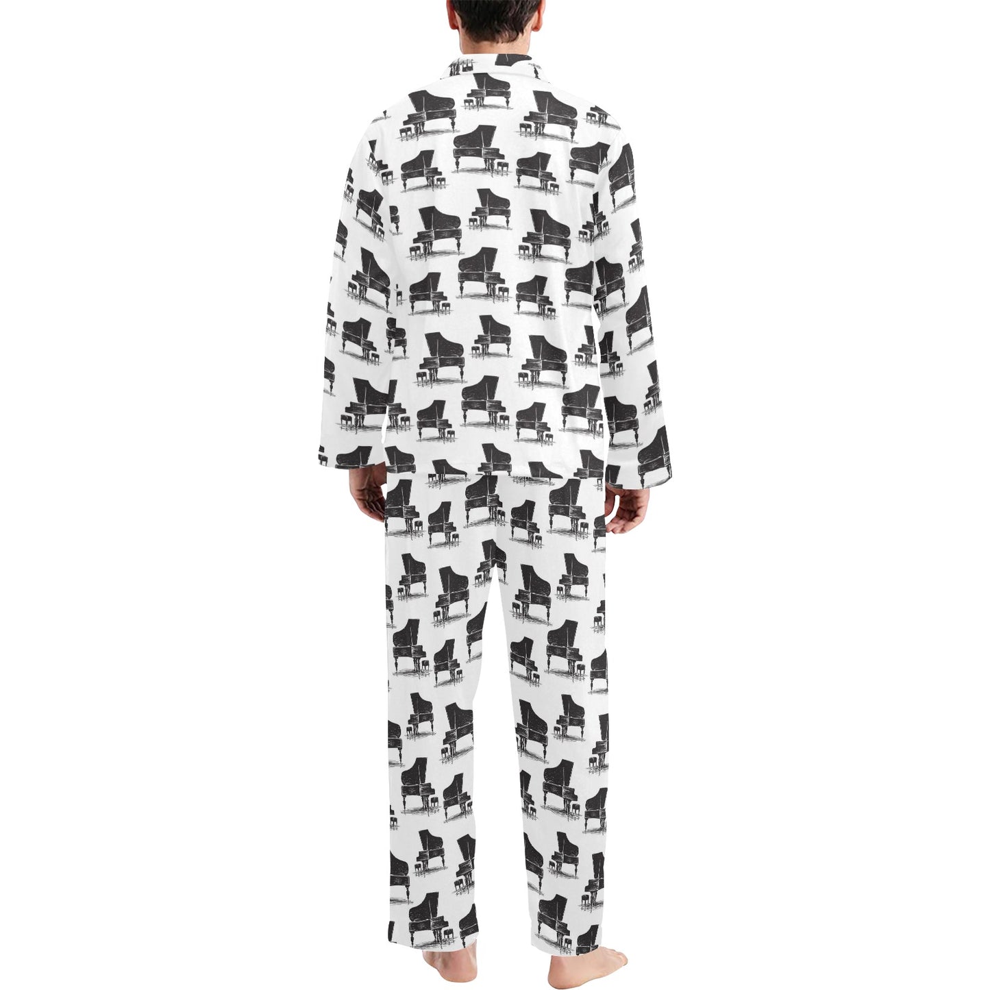 Piano Print Design LKS401 Men's Long Pajama Set