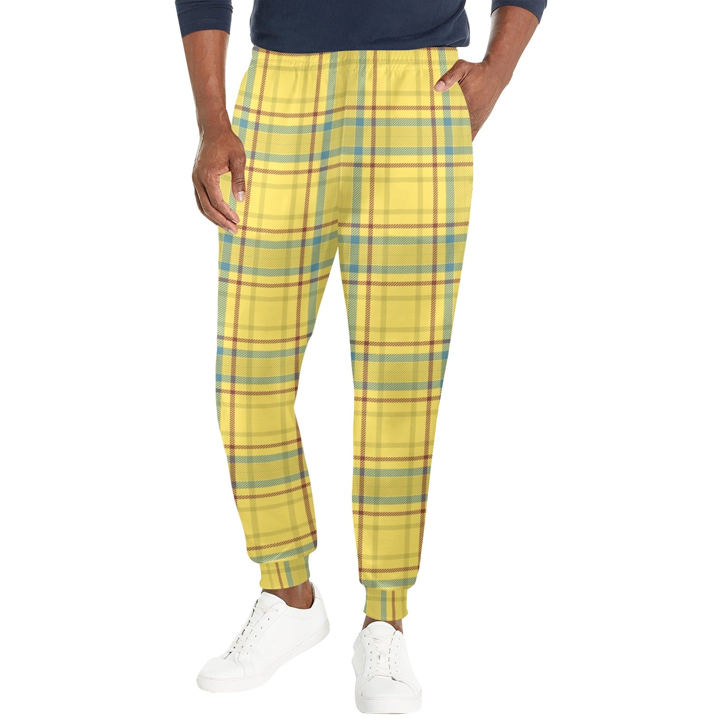 Tartan Yellow Print Design LKS301 Men's Casual Track Pants