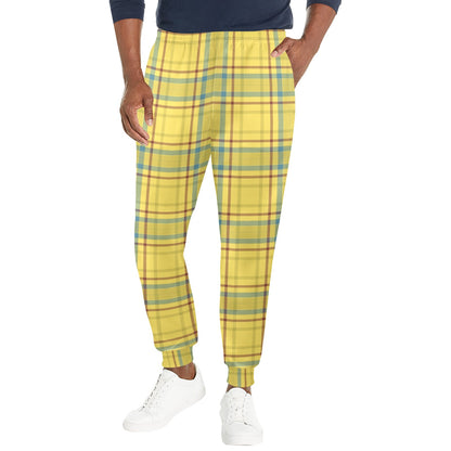 Tartan Yellow Print Design LKS301 Men's Casual Track Pants
