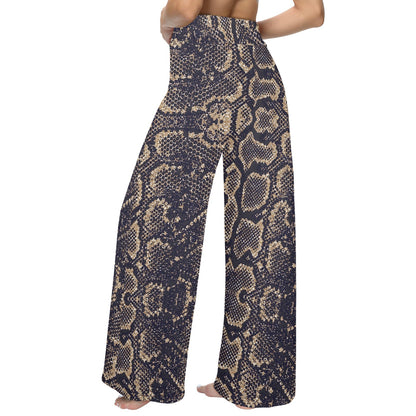 Snake Skin Pattern Print Women's Wide Leg Lounge Pants