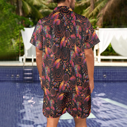 Dream catcher native american Men's Beach Shirt and Shorts Set