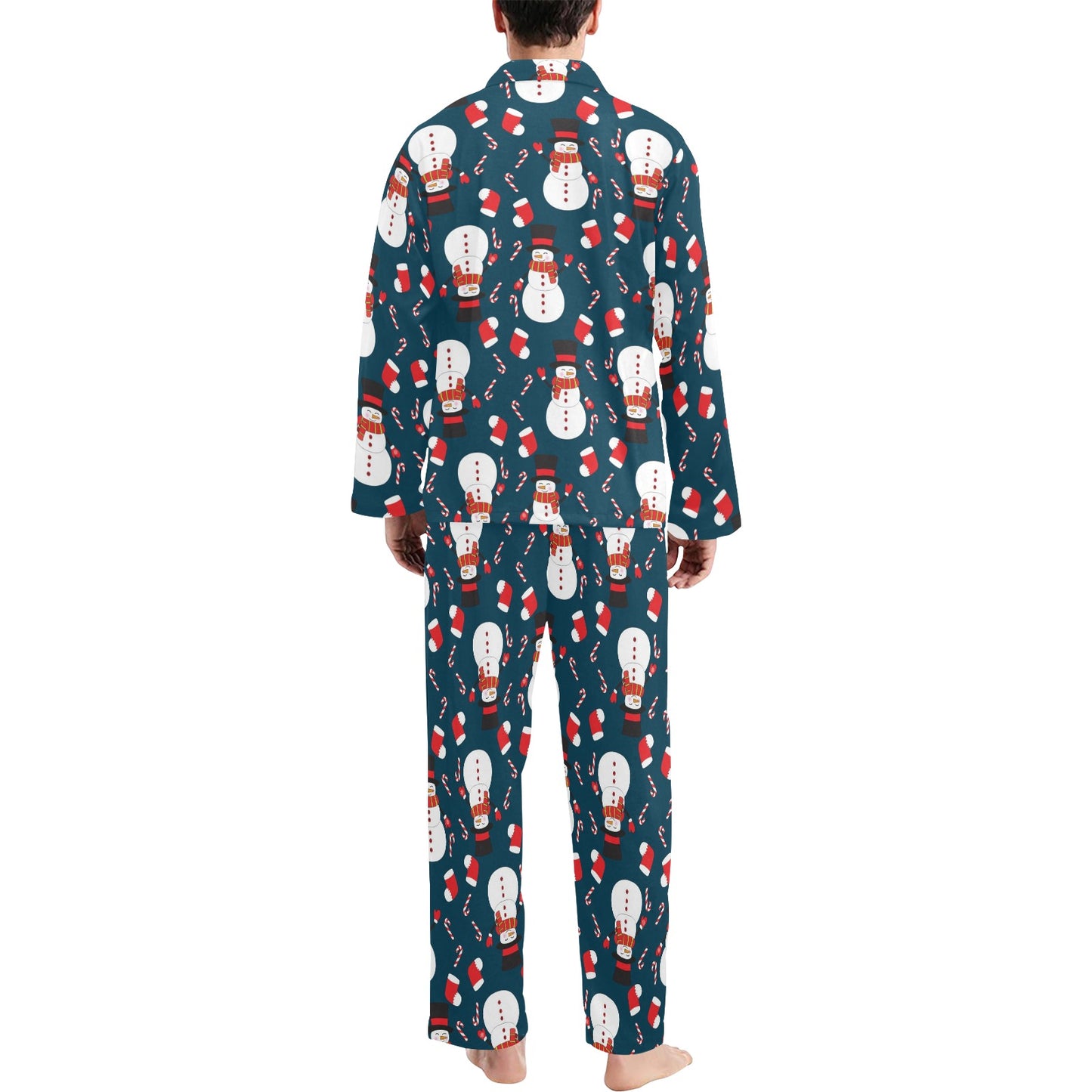Snowman Print Design LKS301 Men's Long Pajama Set