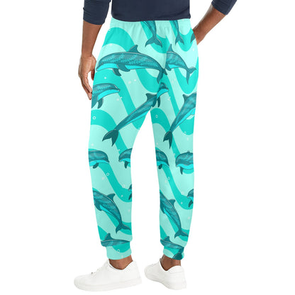 Dolphin Wave Print Men's Casual Track Pants