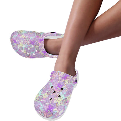 Unicorn Rainbow Star Heart Print Unisex Clogs Shoes