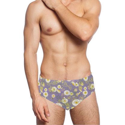 Daisy Pattern Print Design DS011 Men's Swimming Briefs