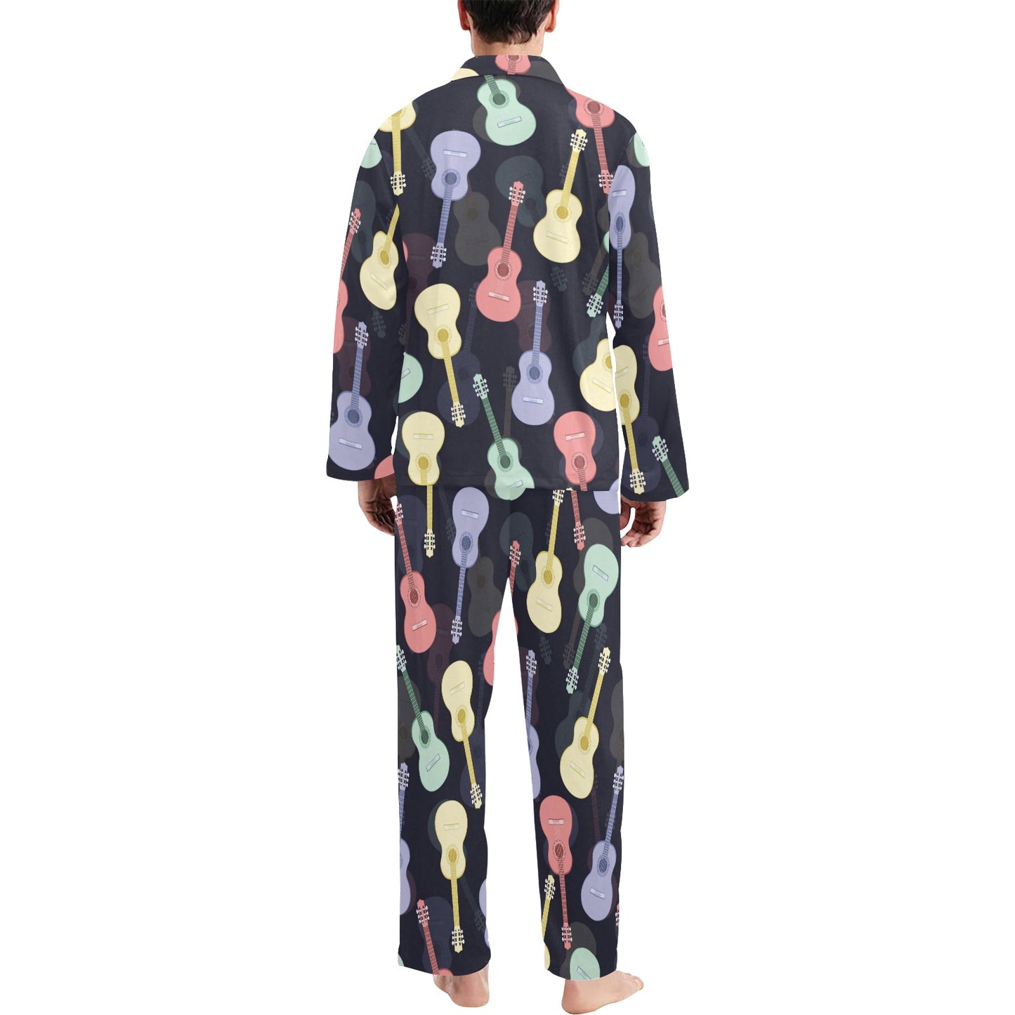 Acoustic Guitar Print Design LKS401 Men's Long Pajama Set