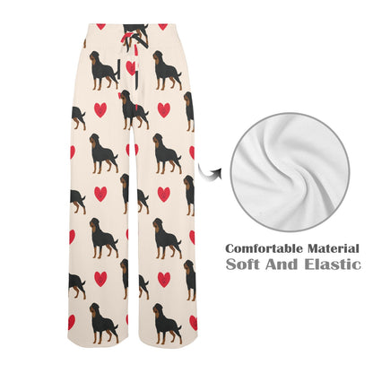 Rottweiler Pattern Print Design A02 Women's Wide Leg Lounge Pants