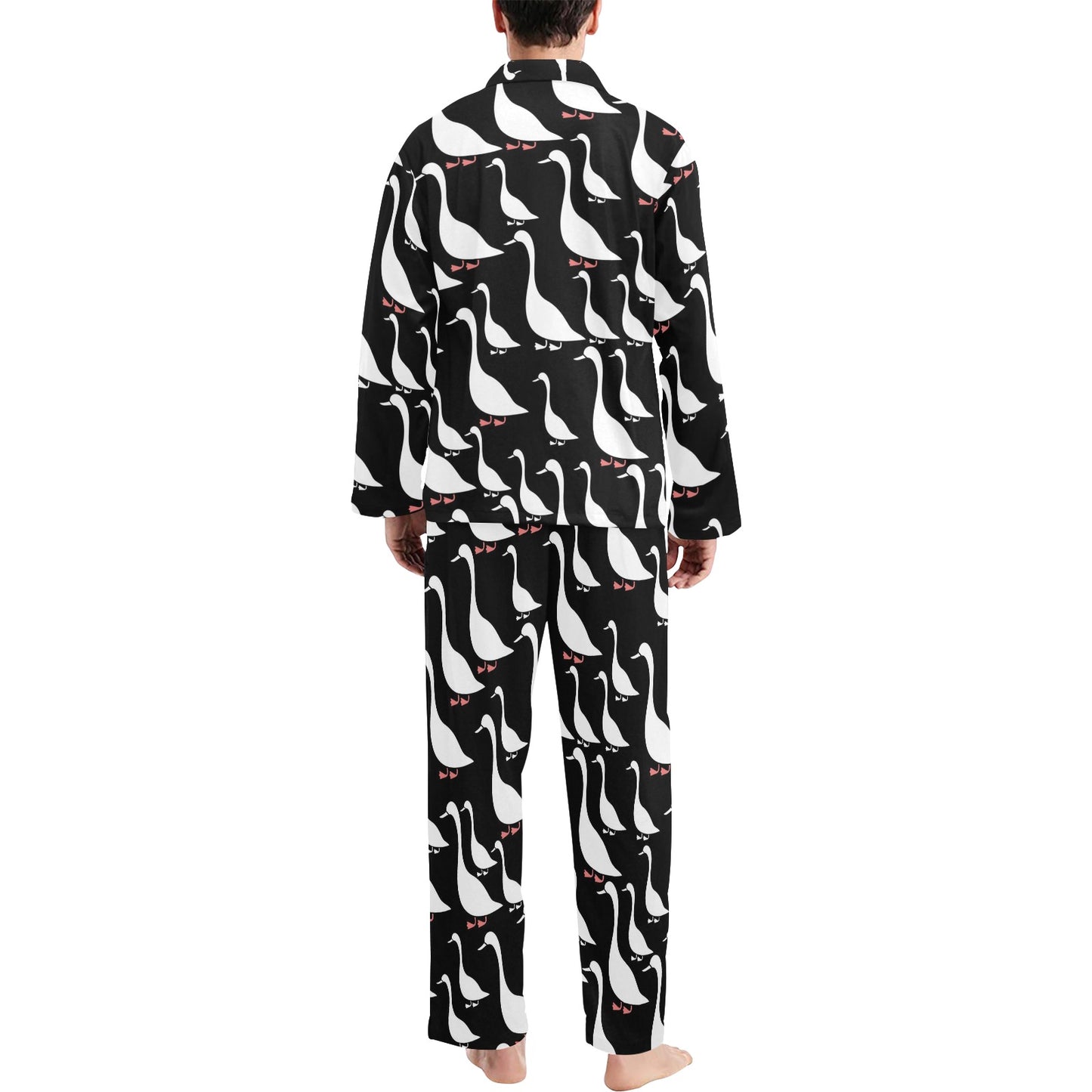Goose Pattern Print Design 01 Men's Long Pajama Set