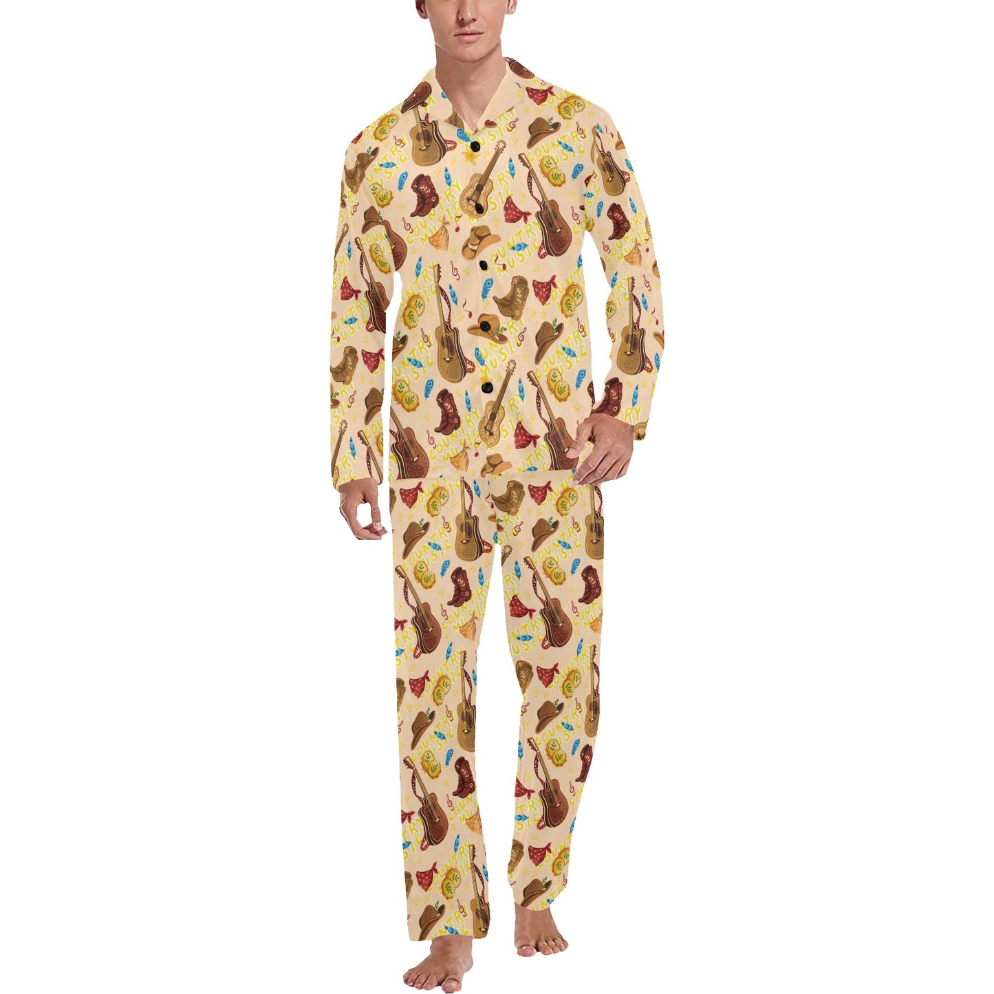 Western Lifestyle Print Design LKS303 Men's Long Pajama Set