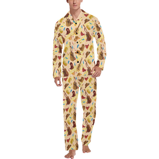 Western Lifestyle Print Design LKS303 Men's Long Pajama Set