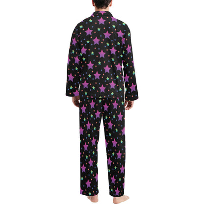 Star Print Design LKS305 Men's Long Pajama Set