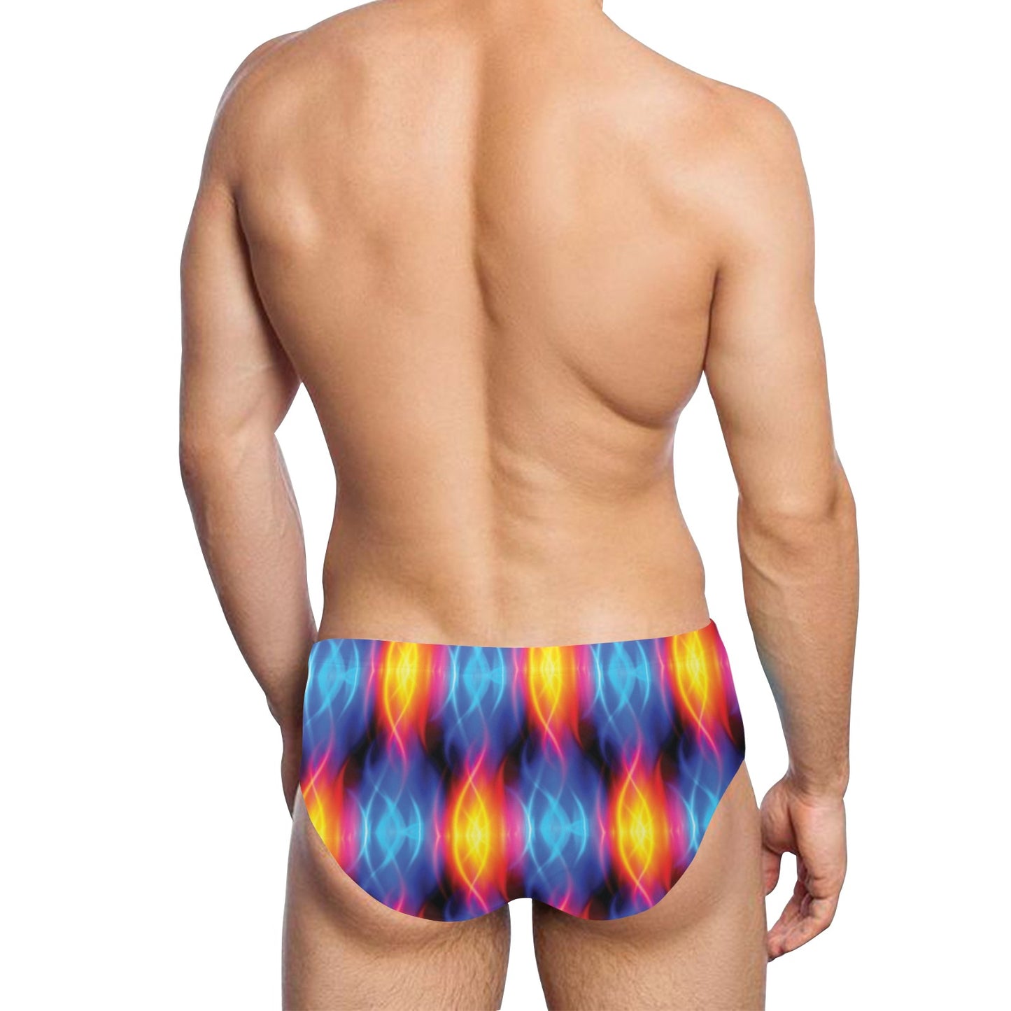 Flame Fire Blue Design Print Men's Swimming Briefs
