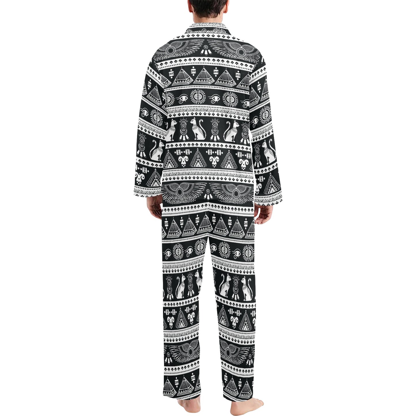 Tribal Pattern Print Design LKS305 Men's Long Pajama Set