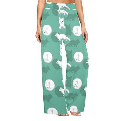 Arctic Fox Pattern Print Design Women's Wide Leg Lounge Pants