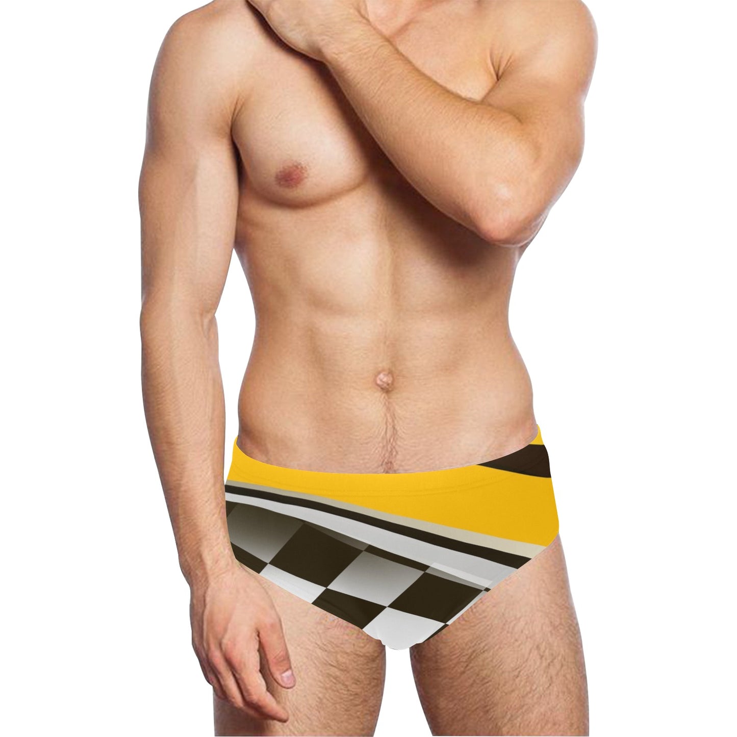Checkered Flag Racing Style Men's Swimming Briefs