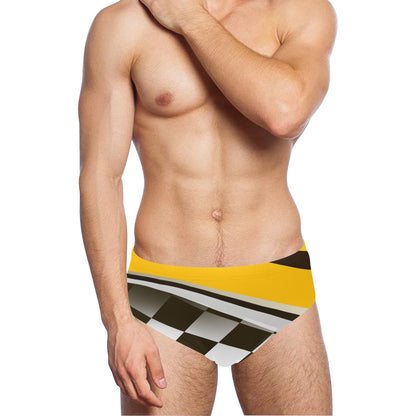 Checkered Flag Racing Style Men's Swimming Briefs
