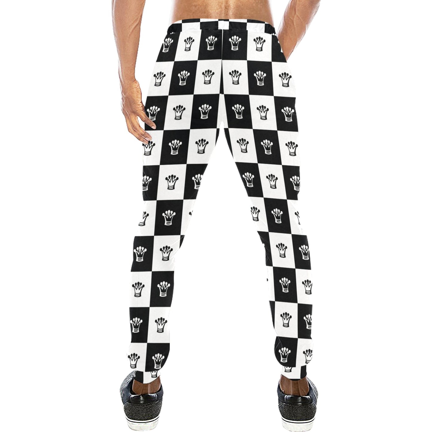 Checkered Flag Crown Pattern Men's Sweatpants